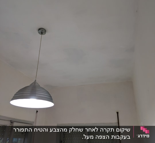 תקרה צבועה עם מנורה וחלון